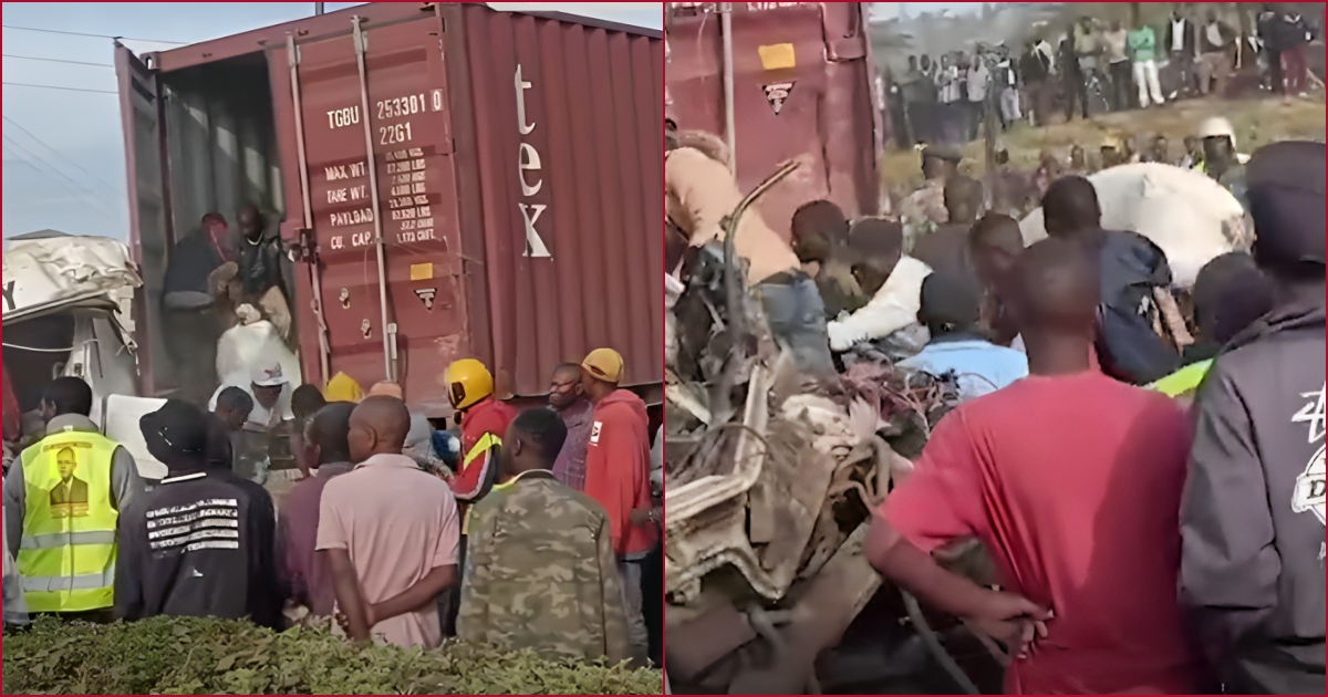 The truck carrying bags of maize was looted by onlookers at the accident scene.